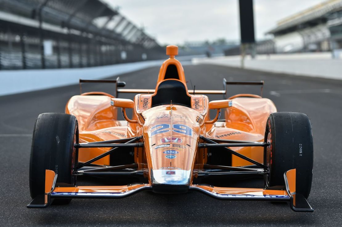 The McLaren-Honda Andretti car that Fernando Alonso will drive at Indianapolis on May 28.