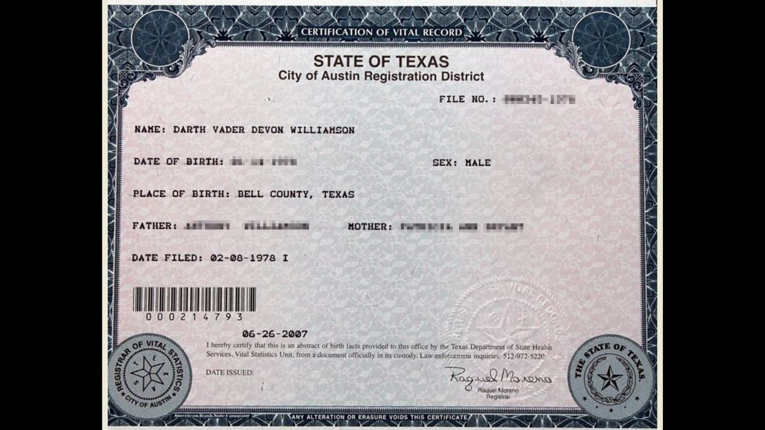Need proof? Here's Williamson's birth certificate.
