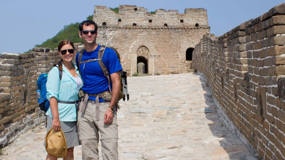 Oren Liebermann and Cassandra Kramer on the Great Wall of China.