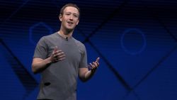 SAN JOSE, CA - APRIL 18:  Facebook CEO Mark Zuckerberg delivers the keynote address at Facebook's F8 Developer Conference on April 18, 2017 at McEnery Convention Center in San Jose, California. The conference will explore Facebook's new technology initiatives and products. (Photo by Justin Sullivan/Getty Images)