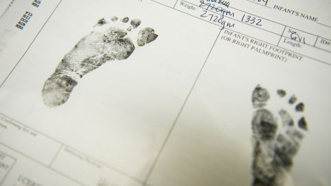 As is tradition, the newborn's footprints were stamped shortly after birth. Jayda Jewel weighed in at 6 pounds and stretched 17 inches.