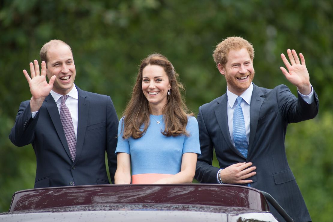 Prince William, Duke of Cambridge, Catherine, Duchess of Cambridge and Prince Harry during "The Patron's Lunch" celebrations for The Queen's 90th birthday.
