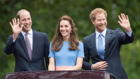 Prince William, Duke of Cambridge, Catherine, Duchess of Cambridge and Prince Harry during "The Patron's Lunch" celebrations for The Queen's 90th birthday.