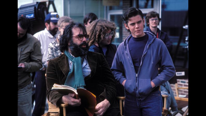 Howell, who played the lead role of Ponyboy Curtis, confers with director Francis Ford Coppola. "The chance to work with Francis Coppola was a big deal for anybody," Burnett said.