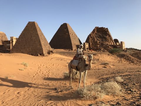 Visitors are able to camp at the footsteps of the pyramids overnight.  And sometimes they have to: there are no hotels or restaurants nearby. 