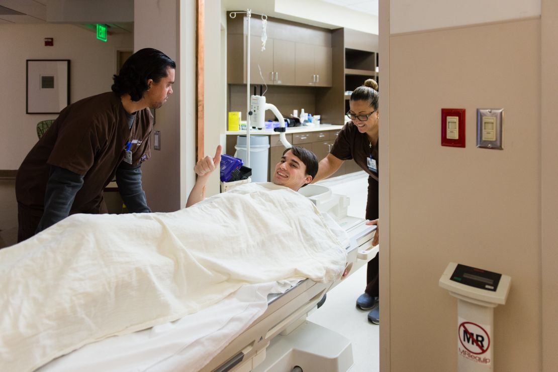 Andrew Whittaker gets an MRI at the UCLA MRI Research Center.