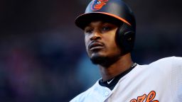 BOSTON, MA - MAY 3: Adam Jones #10 of the Baltimore Orioles looks on from the on deck circle during the first inning against the Boston Red Sox at Fenway Park on May 3, 2017 in Boston, Massachusetts. (Photo by Maddie Meyer/Getty Images)