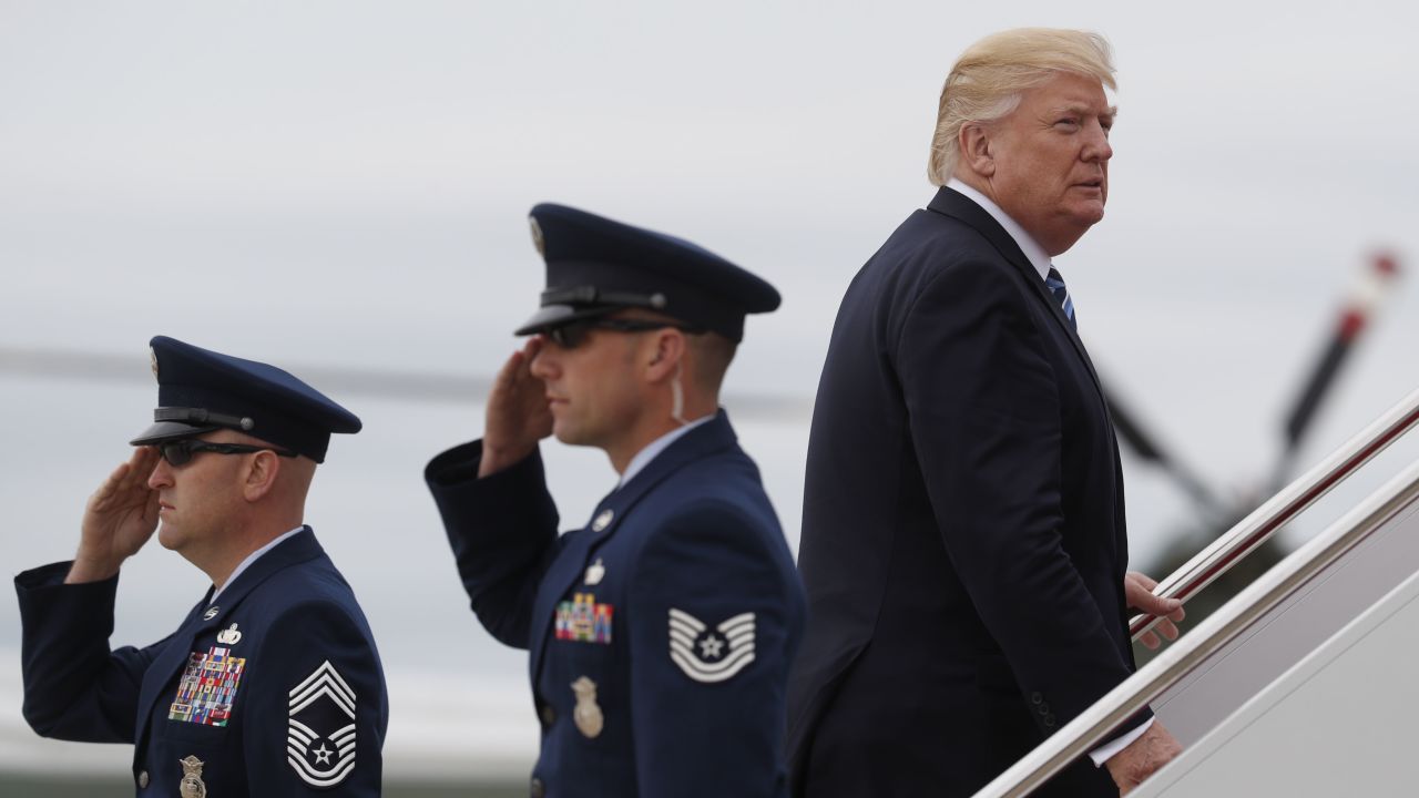 President Donald Trump boards Air Force One before his departure from Andrews Air Force Base, Md., Thursday, May 4, 2017. Trump is traveling to New York to meet for the first time with Australian Prime Minister Malcolm Turnbull.