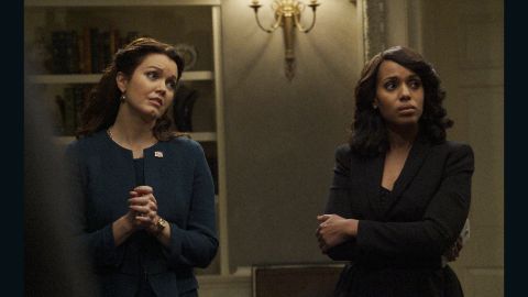 Kerry Washington stars as Olivia Pope and Bellamy Young stars as Mellie Grant.