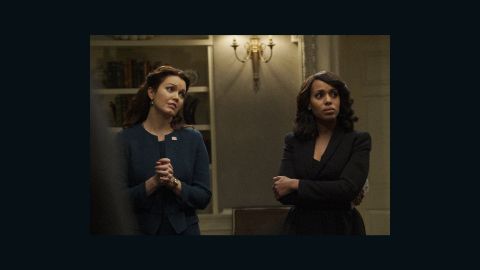 Kerry Washington stars as Olivia Pope and Bellamy Young stars as Mellie Grant.