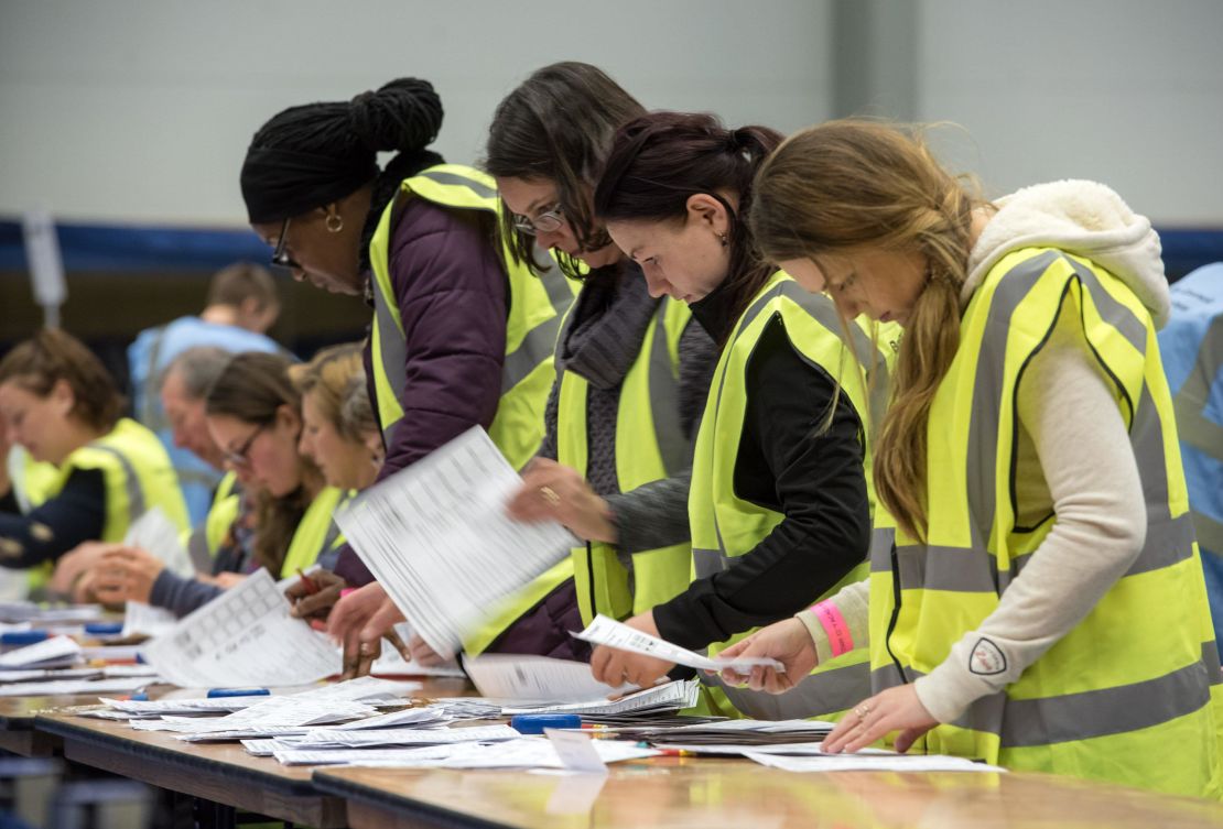 Ballots are counted at the Election Count at City Academy Bristol for the West of England Combined Authority Mayoral election 2017.