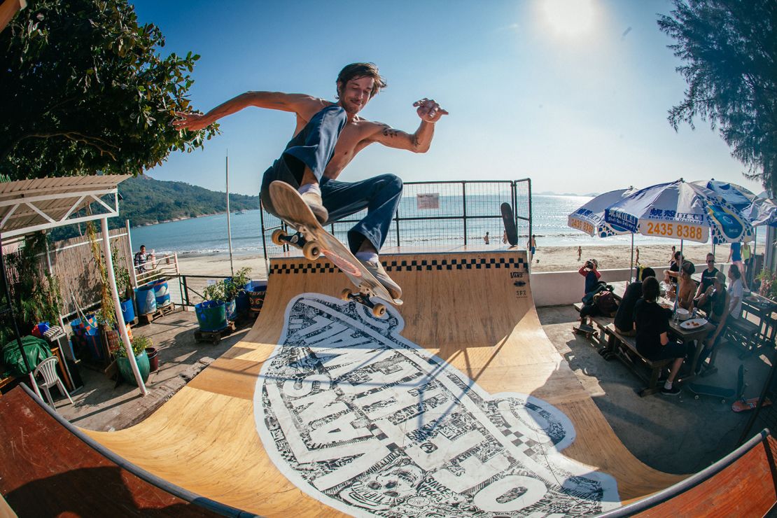 The skate ramp at Mavericks, on Pui O Beach.