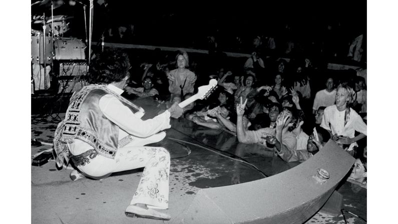 On September 14, 1968, The Jimi Hendrix Experience performed in front of an orchestra pit filled with water at the Hollywood Bowl. Excited fans eventually jumped into the water to get closer to the band.