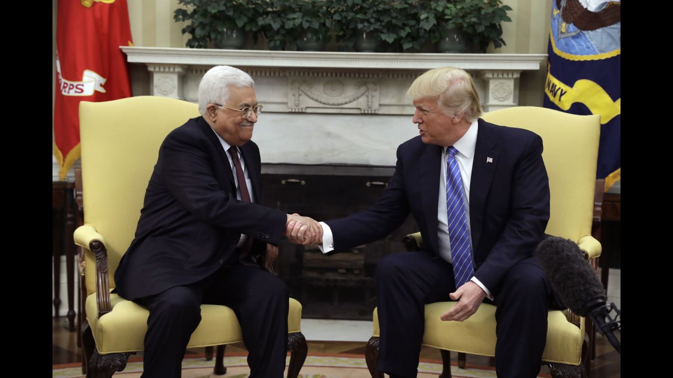 President Trump shakes hands with Palestinian Authority President Mahmoud Abbas during <a href="http://www.cnn.com/2017/05/03/politics/abbas-trump-white-house-meeting/" target="_blank">a meeting at the White House Oval Office</a> on Wednesday, May 3. Trump vowed to work as a "mediator, an arbitrator or a facilitator" to help broker peace between the Israelis and Palestinians. Abbas welcomed Trump's role in peace negotiations.