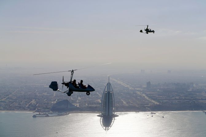 <strong>Gyrocoptering --</strong> One of the best ways to see Dubai's epic skyline is by gyrocopter. Reach dizzying heights and look on at the iconic Burj Al Arab hotel. 