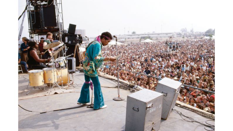 Hendrix performs at the Newport '69 festival at the Devonshire Downs in Northridge, California on June 22, 1969. 