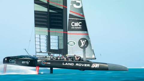 The modern America's Cup boats "fly" out of the water on hydrofoils.