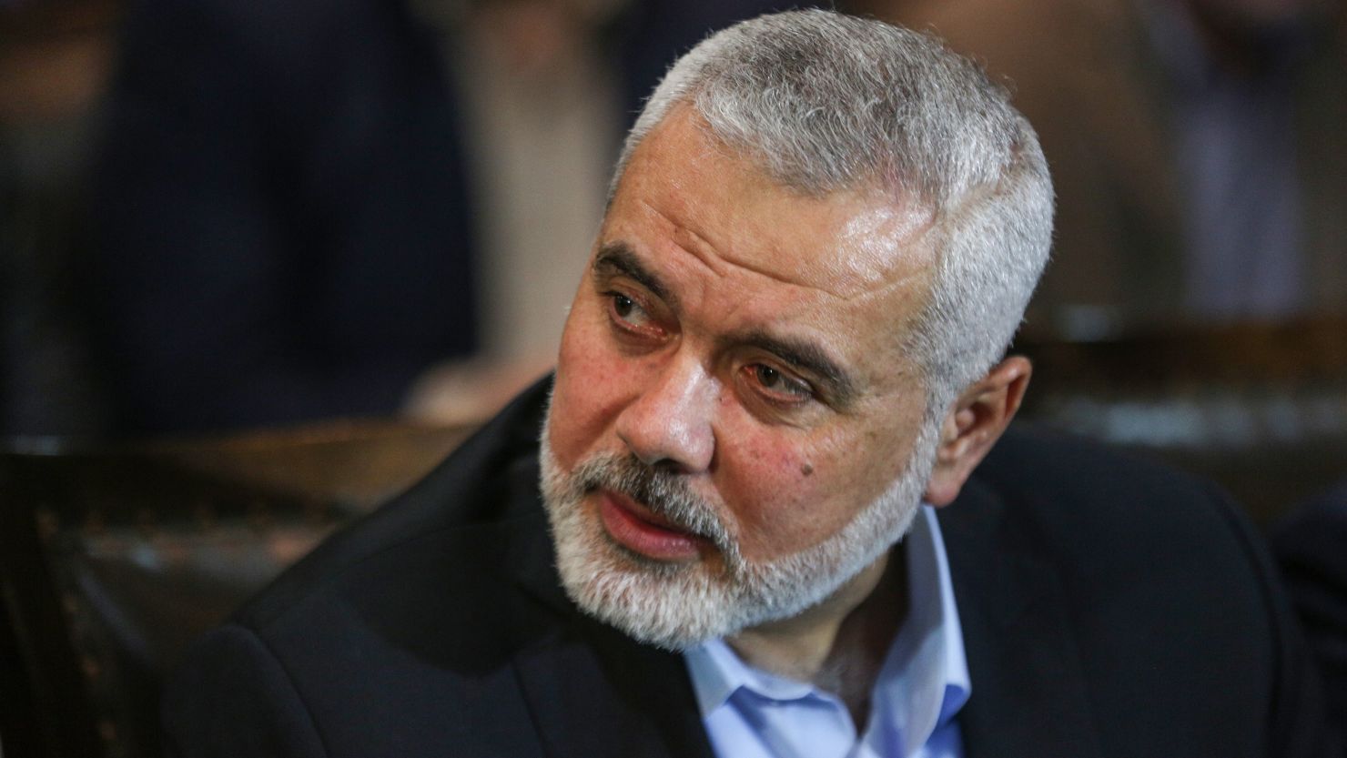  Ismail Haniya attends a meeting of Hamas officials in March in Doha, Qatar.
