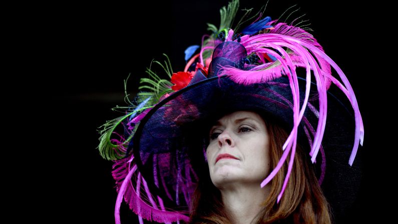 Large and colorful hats are thought to bring good luck to the races or the horse you bet on.