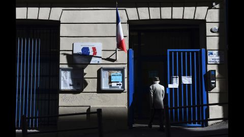 A voter arrives at a polling station in Marseille, France, on Sunday, May 7. 