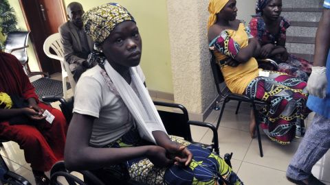 Chibok school girls recently freed from Boko Haram captivity are seen in Abuja, Nigeria, Sunday, May 7, 2017.