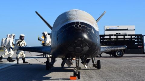 The Air Force's X-37B Orbital Test Vehicles are designed to reenter the Earth's atomsphere after flight and then safely on a runway. 