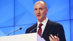 Carter Page, Global Energy Capital LLC Managing Partner and a former foreign policy adviser to Donald Trump, makes a presentation titled " Departing from Hypocrisy: Potential Strategies in the Era of Global Economic Stagnation, Security Threats and Fake News" during his visit to Moscow.