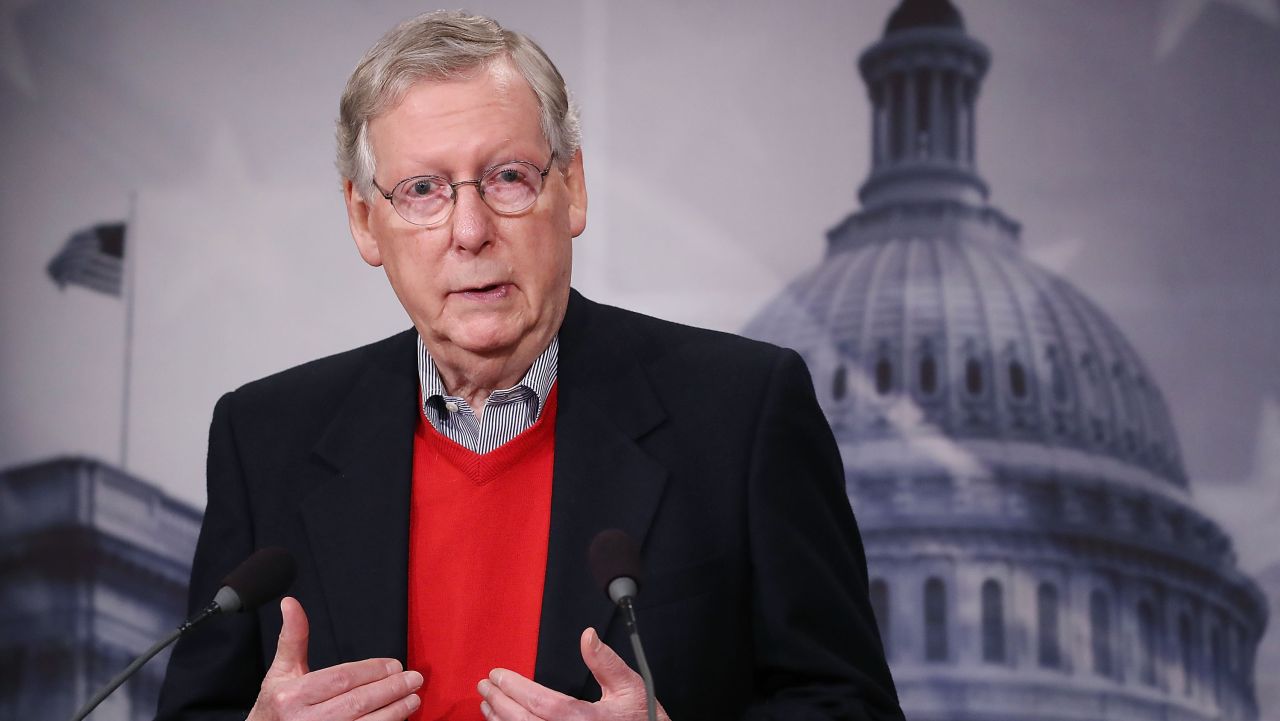 WASHINGTON, DC - DECEMBER 12:  Senate Majority Leader Mitch McConnell speaks to reporters during a news conference at the Capitol, December 12, 2016 in Washington, DC. McConnell spoke about the GOP agenda, and president-elect Donald Trump and his cabinet picks.  (Photo by Mark Wilson/Getty Images)