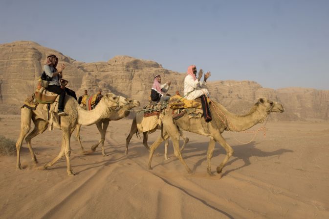 <strong>Local transport: </strong>A popular way to travel through the vast Wadi Rum is by camel caravan.
