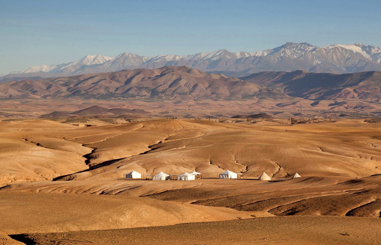 <strong>Scarabeo Stone Desert Camp, Marrakech: </strong>One of Morocco's most beautiful tented camps, Scarabeo has the same level of  luxury as any hotel in Marrakech or the High Atlas, despite being based in the middle of the Agafay Desert.