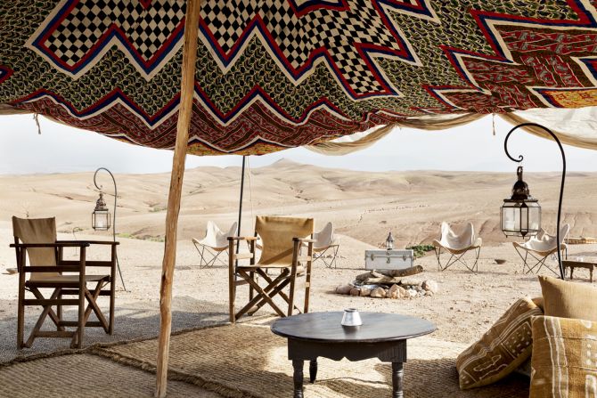 <strong>Bedouin-style tents: </strong>Scarabeo's Bedouin-style tents are decked out in a retro-safari aesthetic with full modern accoutrements.