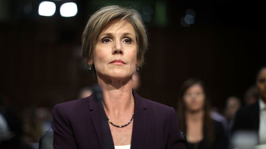 WASHINGTON, DC - MAY 08:  Former acting U.S. Attorney General Sally Yates testifies before the Senate Judicary Committee's Subcommittee on Crime and Terrorism in the Hart Senate Office Building on Capitol Hill May 8, 2017 in Washington, DC. Before being fired by U.S. President Donald Trump, Yates testified that she had warned the White House about contacts between former National Security Advisor Michael Flynn and Russia that might make him vulnerable to blackmail.  (Photo by Chip Somodevilla/Getty Images)