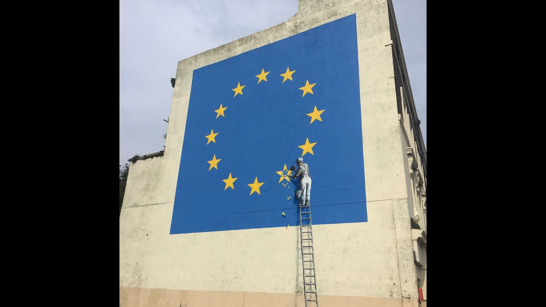 The artwork was completed overnight on Sunday in the town of Dover, England. 