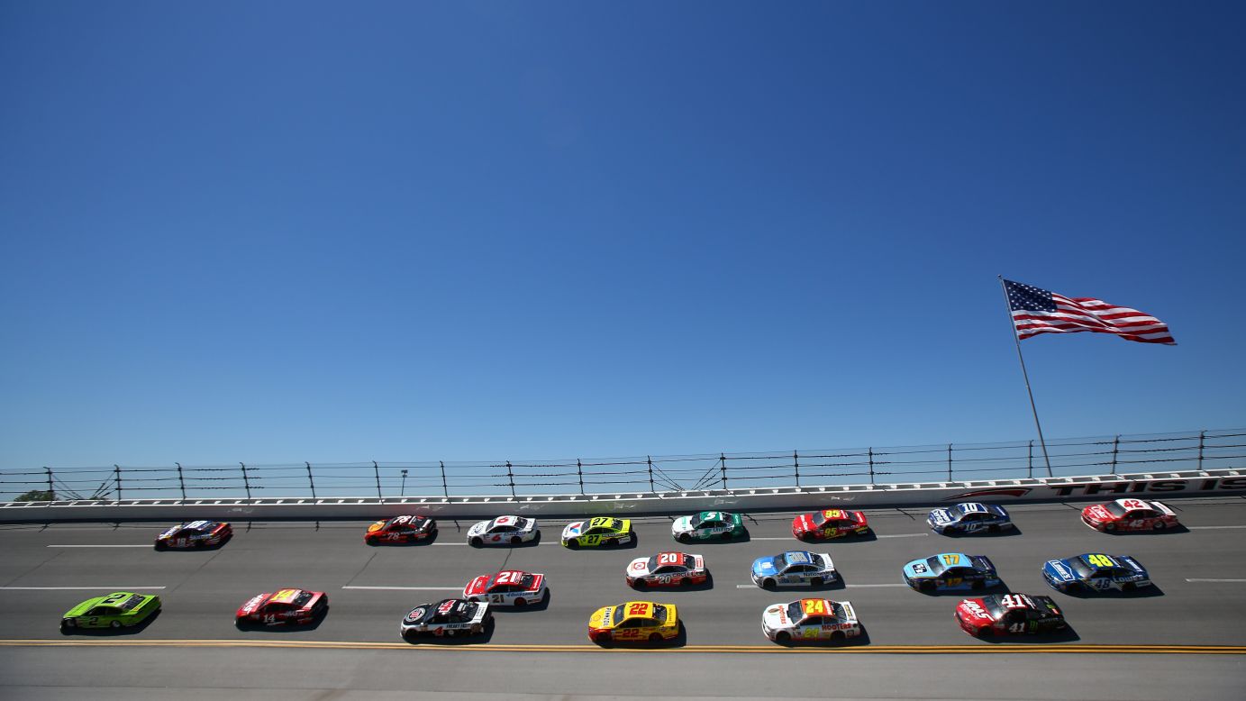 Brad Keselowki, left, leads the field Sunday, May 7, during the NASCAR Cup Series race in Talladega, Alabama. <a href="http://www.cnn.com/2017/04/24/sport/gallery/what-a-shot-sports-0425/index.html" target="_blank">See 30 amazing sports photos from last week</a>