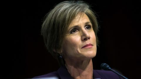 Former US Deputy Attorney General Sally Yates testifies before the Senate Judicary Committee's Subcommittee on Crime and Terrorism on Capitol Hill May 8.