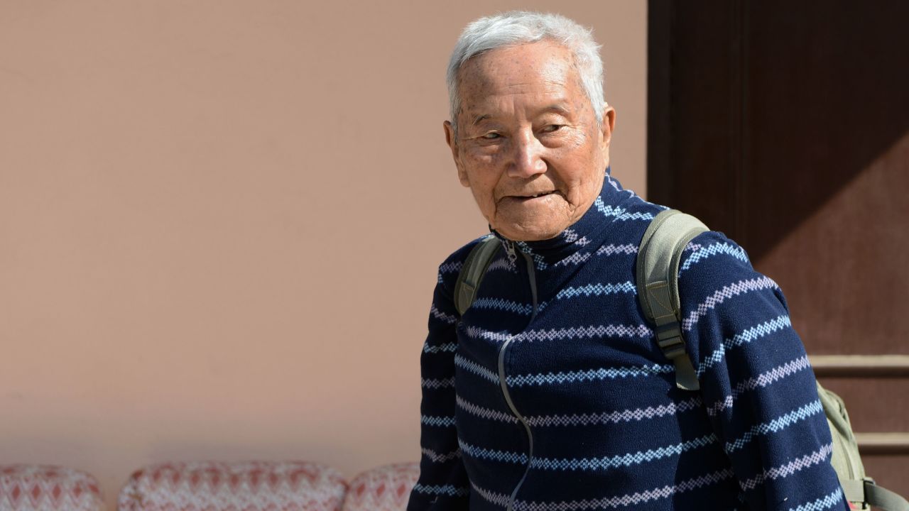 Nepalese mountaineer Min Bahadur Sherchan walks during an interview in February 2017.