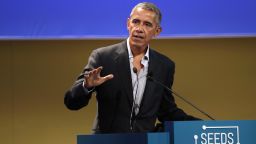 United States former President Barack Obama talks during the "Seeds&Chips - Global Food Innovation" summit, in Milan, Tuesday, May 9.