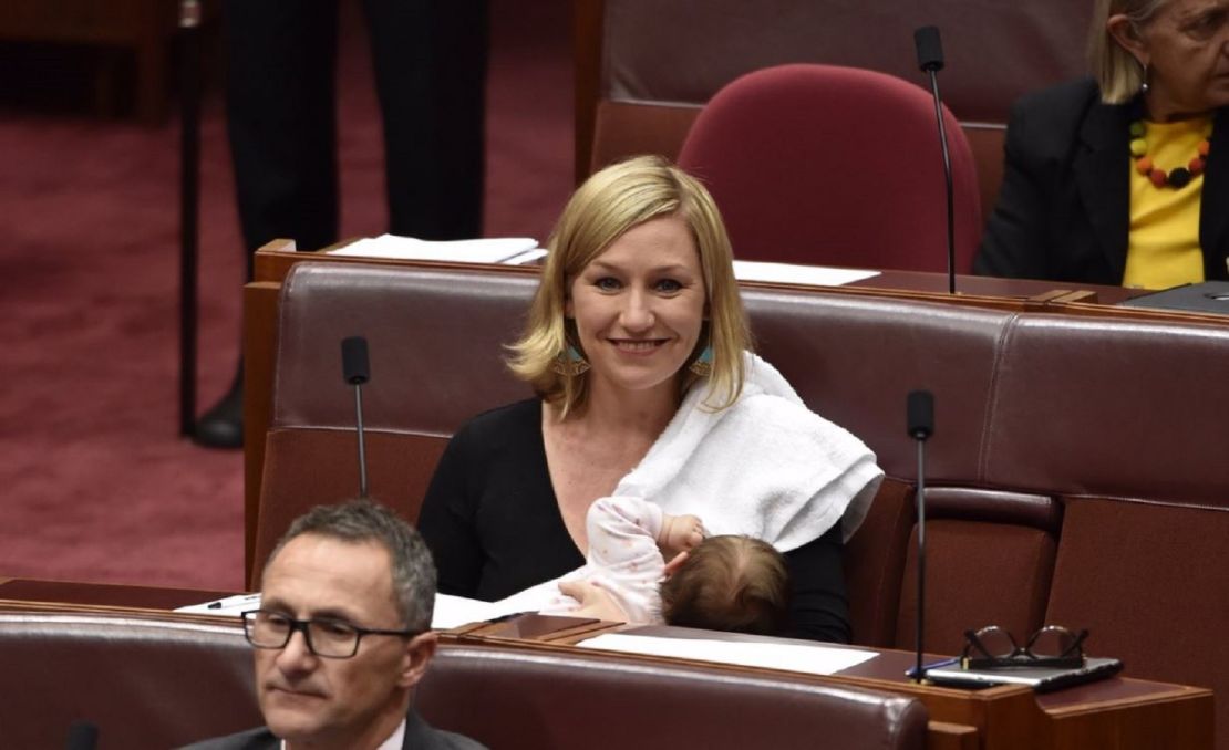Sen. Larissa Waters made history in May when she breastfed her daughter in Parliament.