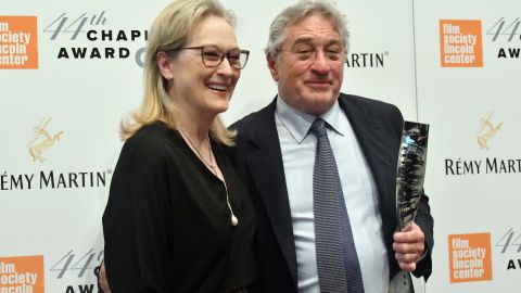 Meryl Streep introduced honoree Robert De Niro at the 44th Chaplin Award Gala.