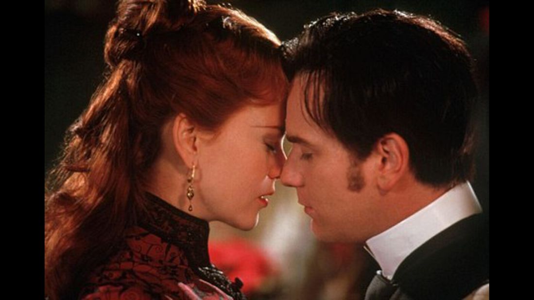 The 2001 musical "Moulin Rouge" showcases the star-crossed love between a dancer and courtesan, played by Nicole Kidman, and an aspiring writer, played by Ewan McGregor.