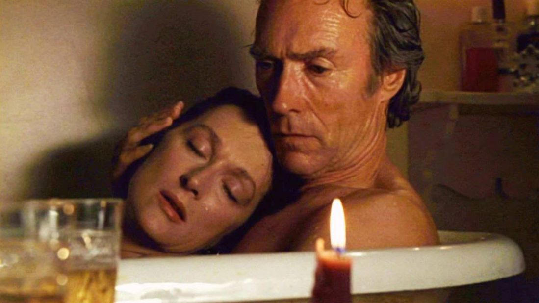 Two soul mates meet after it's too late to spend their lives together. That's the tragic story behind this tender moment between National Geographic photographer Robert (Clint Eastwood) and housewife Francesca (Meryl Streep) in the 1995 film "The Bridges of Madison County."