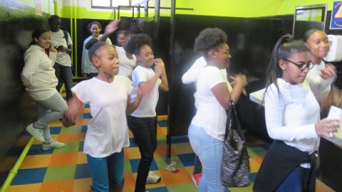 Helen Y. Davis Leadership Academy students enjoy themselves on the set of the video for "My Black Is Beautiful." Photo courtesy of Brandon German.                         