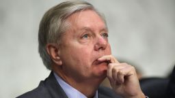 Senate Judicary Committee member Sen. Lindsey Graham listens to witnesses during a subcommittee hearing on Russian interference in the 2016 election in the Hart Senate Office Building on Capitol Hill May 8, 2017 in Washington, DC. 