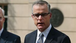ALEXANDRIA, VA - JUNE 11: Andrew G. McCabe (R), Assistant Director of the FBI's Washington Field Office speaks while flanked by Dana J. Boente (L),U.S. Attorney for the Eastern District of Virginia, after a hearing in federal court June 11, 2015 in Alexandria, Virginia. Officials announced that earlier today 17-year-old Virginia high school student Ali Shukri Amin pleaded guilty to helping a classmate travel to Syria in hopes of joining ISIS.  (Photo by Mark Wilson/Getty Images)