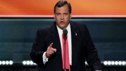 New Jersey Gov. Chris Christie delivers a speech on the second day of the Republican National Convention on July 19, 2016 at the Quicken Loans Arena in Cleveland, Ohio.