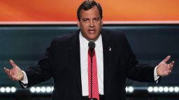 New Jersey Gov. Chris Christie delivers a speech on the second day of the Republican National Convention on July 19, 2016 at the Quicken Loans Arena in Cleveland, Ohio. Republican presidential candidate Donald Trump received the number of votes needed to secure the party's nomination. An estimated 50,000 people are expected in Cleveland, including hundreds of protesters and members of the media. The four-day Republican National Convention kicked off on July 18.