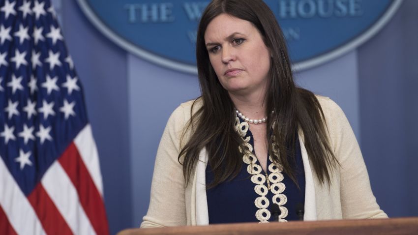 White House Deputy Press Secretary Sarah Huckabee Sanders speaks during the daily press briefing in the Brady Press Briefing Room at the White House in Washington, DC, May 10, 2017.