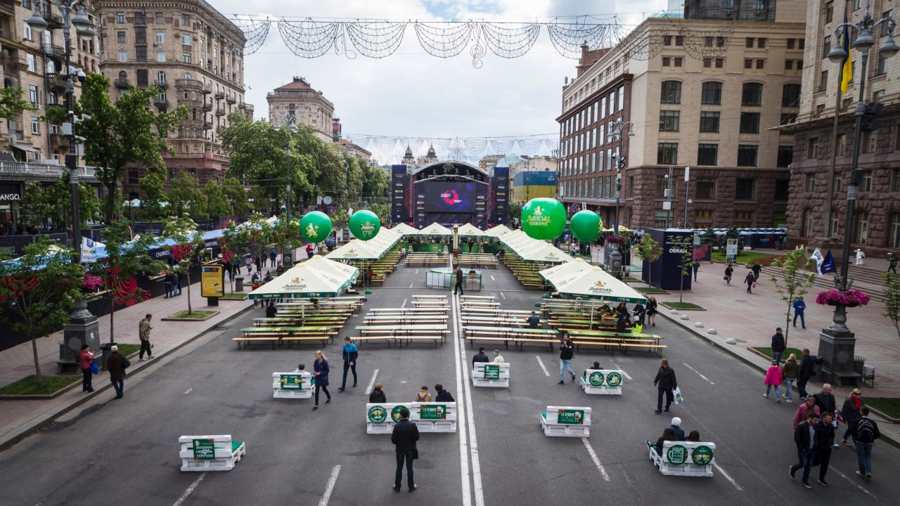 The Eurovision Village on Kreschatyk Street in Kiev, Ukraine.