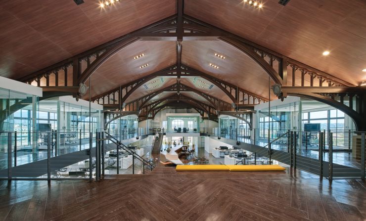 Masonic buildings are located all over the world, but few are as striking as this new office space from acclaimed architecture firm Gensler -- which keeps the old facade and transforms the interior into a new kind of work space. 