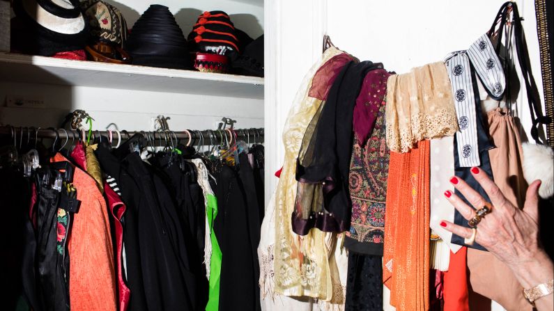 She took CNN on a tour of her apartment, showing off her impressive collection of clothing and accessories. Hats, she says, are "the exclamation point." 